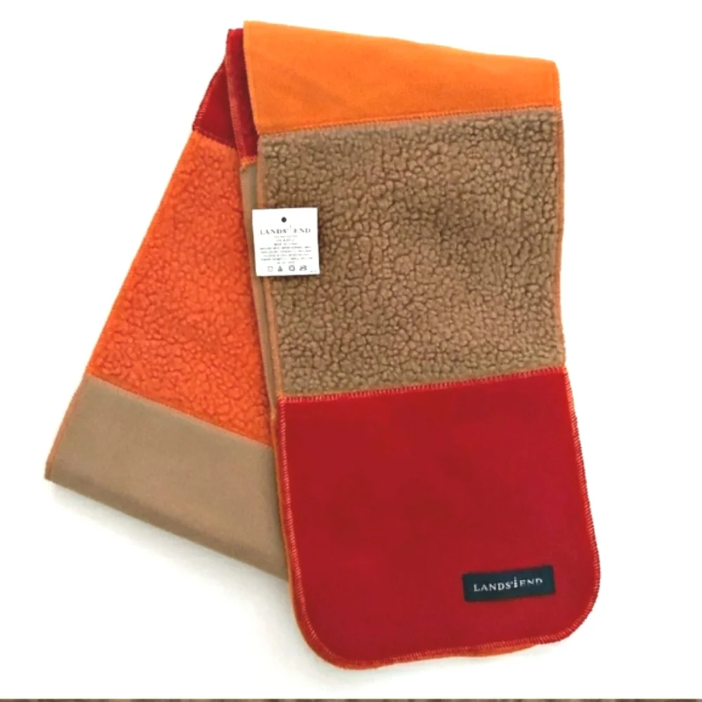 NWT Lands' End Marinac Insulated Sherpa Scarf Red Orange